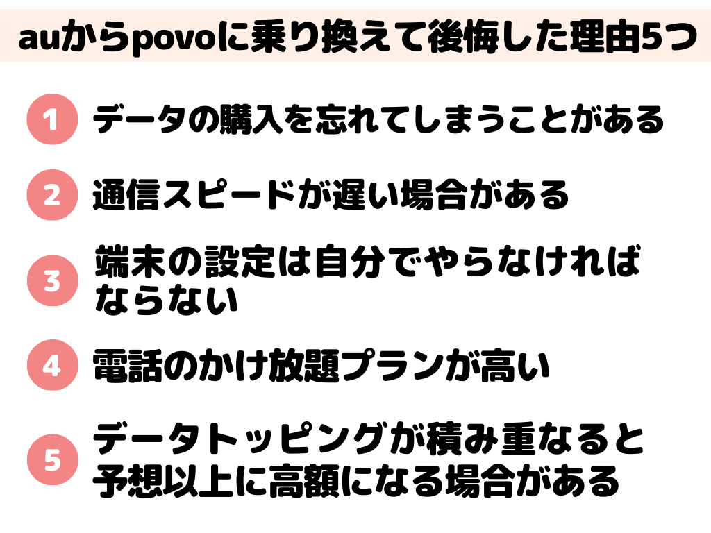 auからpovo 乗り換え 後悔 