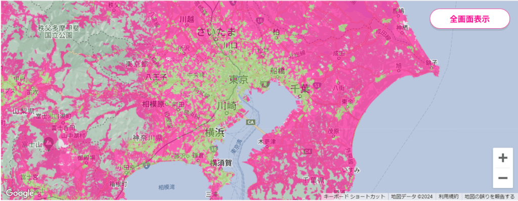 楽天モバイル5G対応エリアマップ