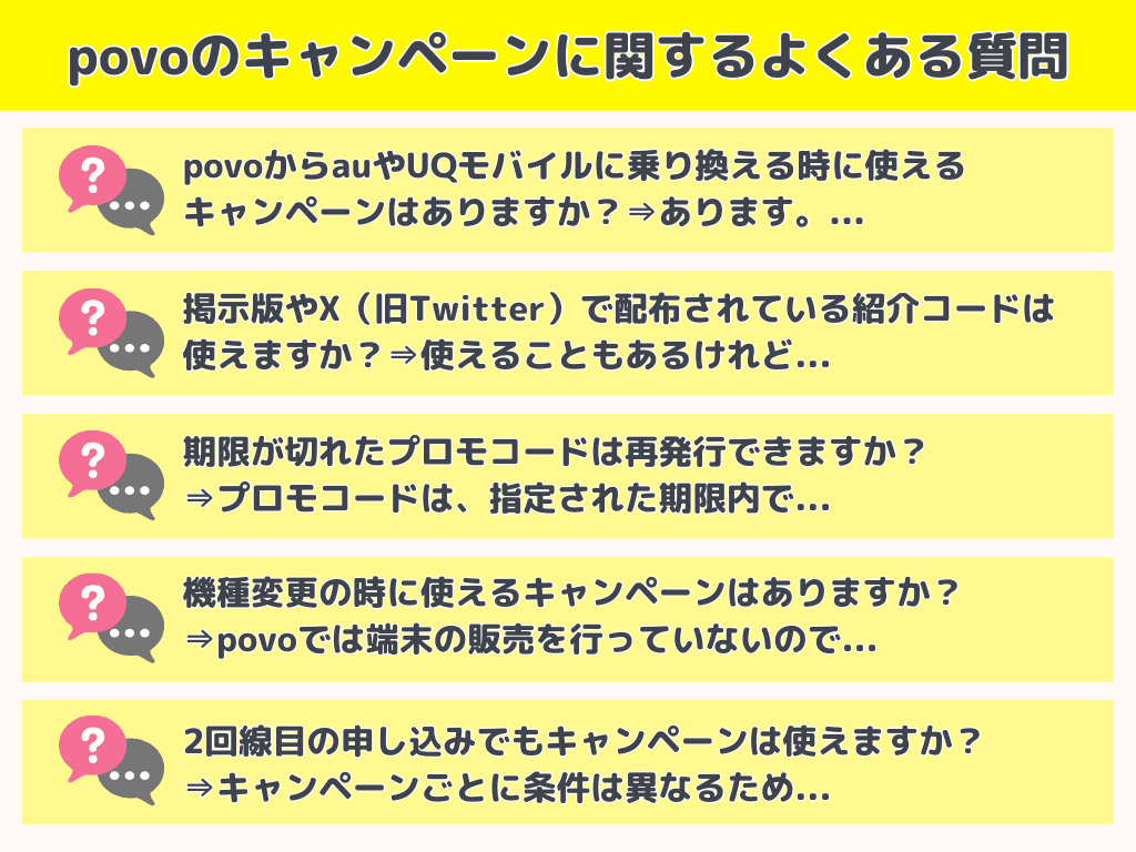 povoのキャンペーンに関するよくある質問