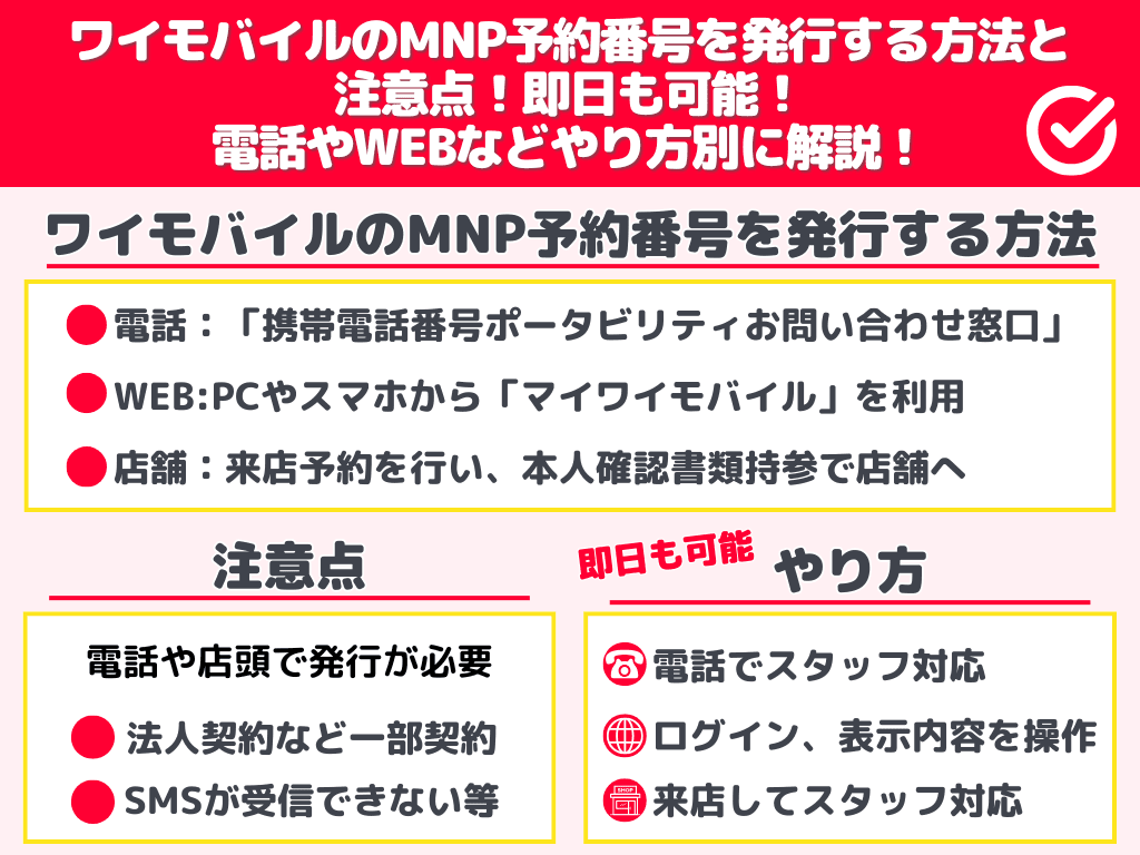 ワイモバイルのMNP予約番号を発行する方法と注意点