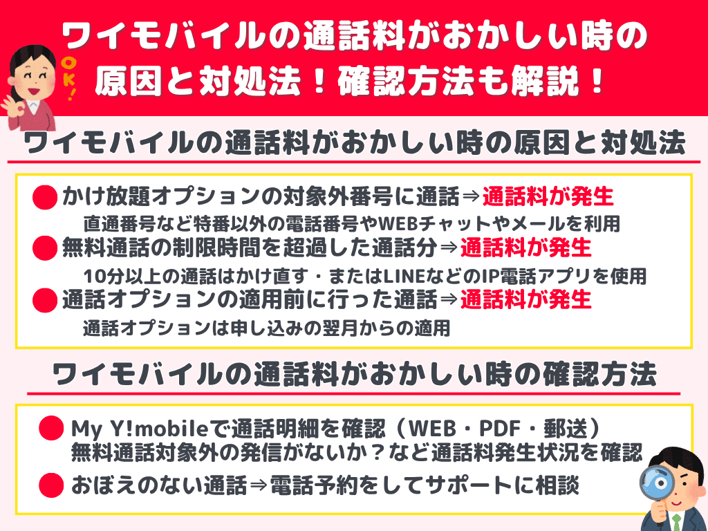 ワイモバイルの通話料がおかしい時の原因と対処法！確認方法も解説！