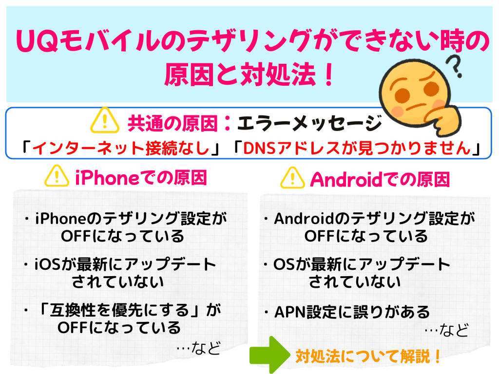 UQモバイルのテザリングができない時の原因と対処法！ | ひかりの手引き