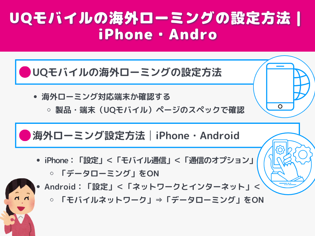 UQモバイルの海外ローミングの設定方法｜iPhone・Andro