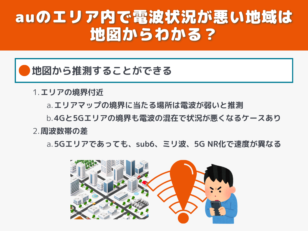 auのエリア内で電波状況が悪い地域は地図からわかる？