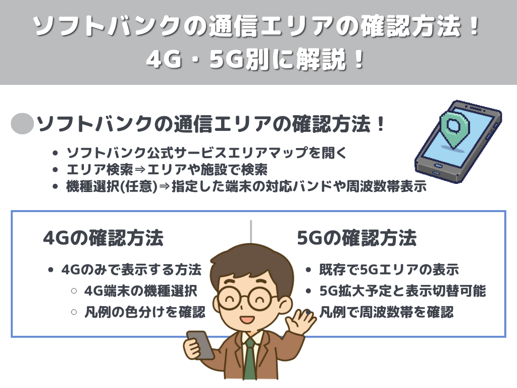 ソフトバンクの通信エリアの確認方法！4G・5G別に解説！